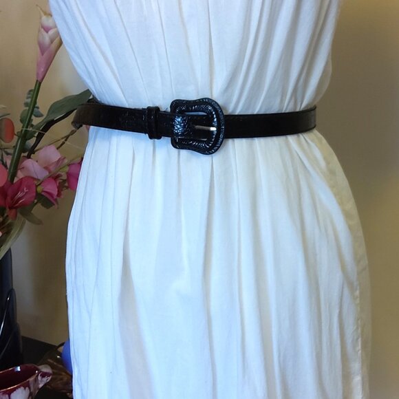 NWT Chic Black Faux Leather Fashion Belt with Buckle for Women’s Dress Skirt - Picture 5 of 9